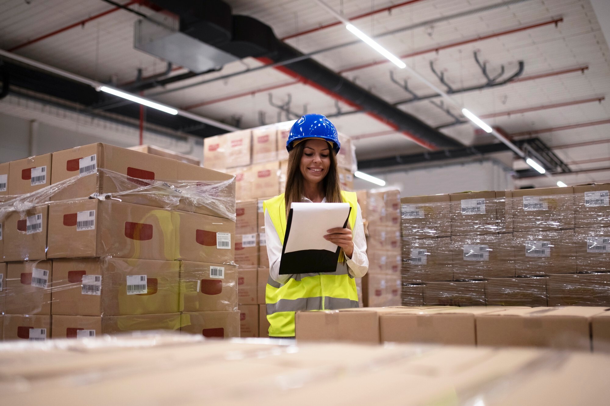 trabajador almacen que comprueba inventario mercancias paquetes llegados departamento almacenamiento 342744 1467